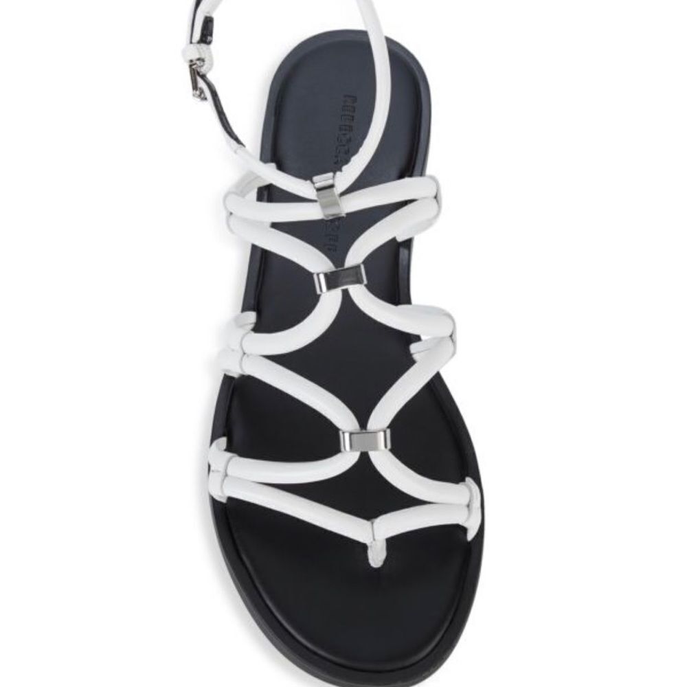Rebecca Minkoff Sarle White Leather Strappy Sandals Flats Size 7